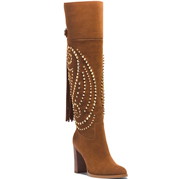 NWT - MICHAEL KORS SZ-10 REENA STUDDED Tall OTK Boots -approx 4” HEEL in ORIGINA - Picture 4 of 12